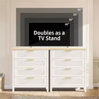 Commode 4 tiroirs, Commode de chambre moderne en bois avec poignées et tiroirs de rangement, Meuble TV de style ferme pour salon, chambre à coucher, couloir