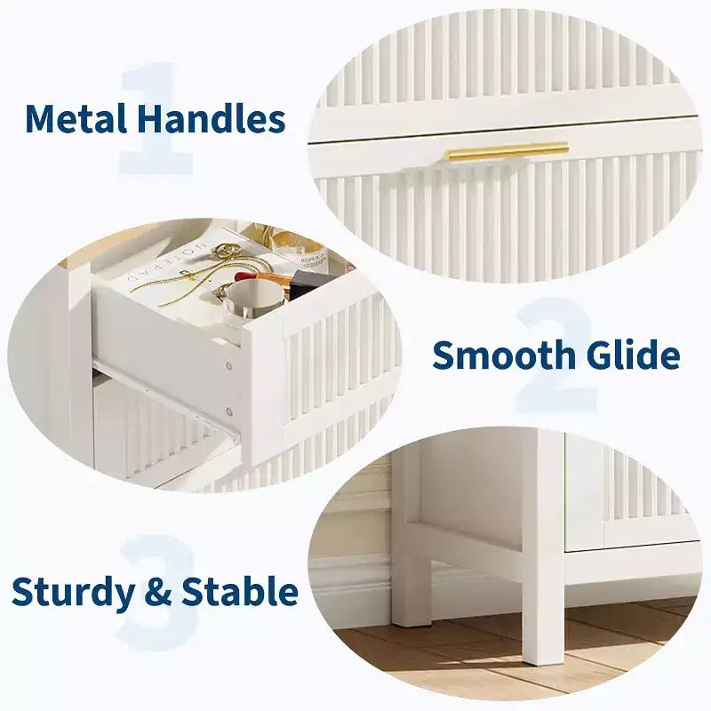 Commode 4 tiroirs, Commode de chambre moderne en bois avec poignées et tiroirs de rangement, Meuble TV de style ferme pour salon, chambre à coucher, couloir