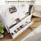 Commode double à 6 tiroirs, meuble TV de 120 cm de large et armoire de rangement pour chambre à coucher