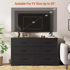 Commode double à 6 tiroirs, meuble TV de 120 cm de large et armoire de rangement pour chambre à coucher