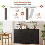 Commode double à 6 tiroirs, meuble TV de 120 cm de large et armoire de rangement pour chambre à coucher