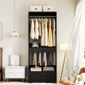 Besiost Closet System with Drawers and Hanging Rods, Freestanding Closet Organizer with Storage