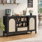 Grand buffet avec tiroirs de rangement, meuble de bar à café de 150 cm avec étagères réglables pour cuisine/salle à manger/salon