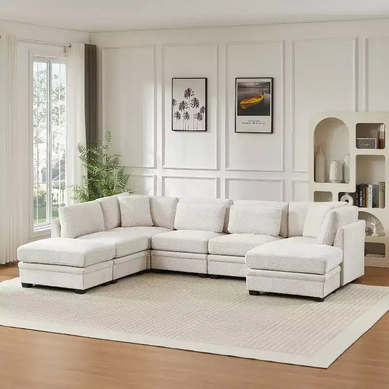 Christopher Knight Home Blair Modern 7 Piece Reversible Upholstered Modular Sectional Sofas with 2 Ottomans