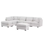 Canapés modulaires sectionnels réversibles rembourrés modernes 7 pièces Christopher Knight Home Blair avec 2 poufs