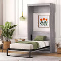 Wood Murphy Bed, Cabinet Beds Foldable Wall Bed Frame for Guest Room Home Office, Gray, Grey