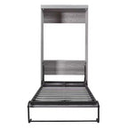 Lit Escamotable en Bois Wood Murphy, Lits Armoire Pliants Cadre de Lit Mural pour Chambre d'amis, Bureau à Domicile, Gris