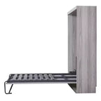 Lit Escamotable en Bois Wood Murphy, Lits Armoire Pliants Cadre de Lit Mural pour Chambre d'amis, Bureau à Domicile, Gris