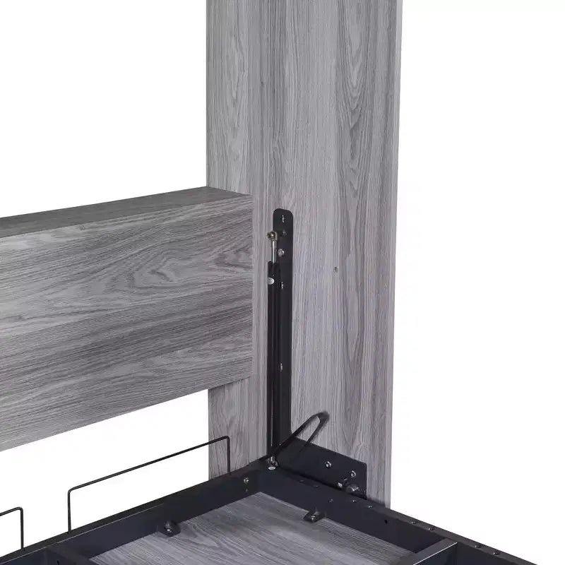 Lit Escamotable en Bois Wood Murphy, Lits Armoire Pliants Cadre de Lit Mural pour Chambre d'amis, Bureau à Domicile, Gris