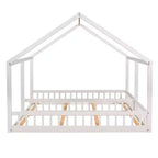 Lits plateforme en bois en forme de maison pour 2 enfants, lits jumeaux partagés pour garçons et filles