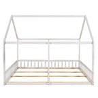 Lits plateforme en bois en forme de maison pour 2 enfants, lits jumeaux partagés pour garçons et filles