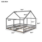 Lits plateforme en bois en forme de maison pour 2 enfants, lits jumeaux partagés pour garçons et filles