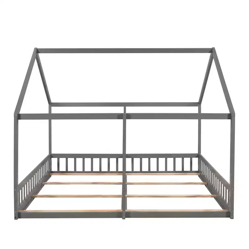 Lits plateforme en bois en forme de maison pour 2 enfants, lits jumeaux partagés pour garçons et filles