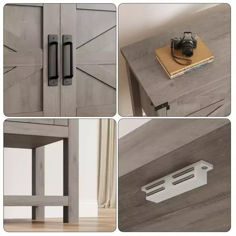 Table Console Fermière 31,5" - Table de Canapé d'Entrée à 2 Portes avec Étagère Ouverte pour Salon/Cuisine/Chambre
