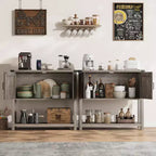 Table Console Fermière 31,5" - Table de Canapé d'Entrée à 2 Portes avec Étagère Ouverte pour Salon/Cuisine/Chambre