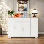 FurnitureR Buffet de Rangement Moderne de Style Ferme, Buffet de Café en Bois avec Tiroir et Étagères, Meuble de Rangement à Portes Coulissantes 43.3
