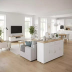 FurnitureR Buffet de Rangement Moderne de Style Ferme, Buffet de Café en Bois avec Tiroir et Étagères, Meuble de Rangement à Portes Coulissantes 43.3
