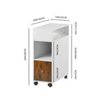 Meuble de classement mobile FurnitureR, classeur vertical roulant avec tiroir et étagères de rangement double face, organisateur de dossiers en bois blanc/marron