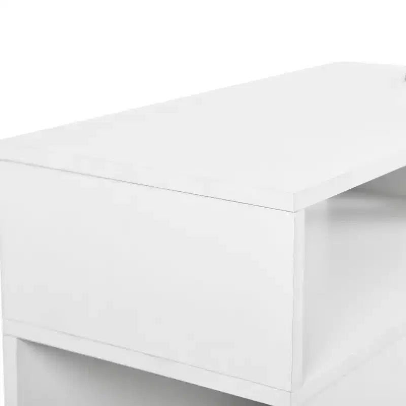 Meuble de classement mobile FurnitureR, classeur vertical roulant avec tiroir et étagères de rangement double face, organisateur de dossiers en bois blanc/marron