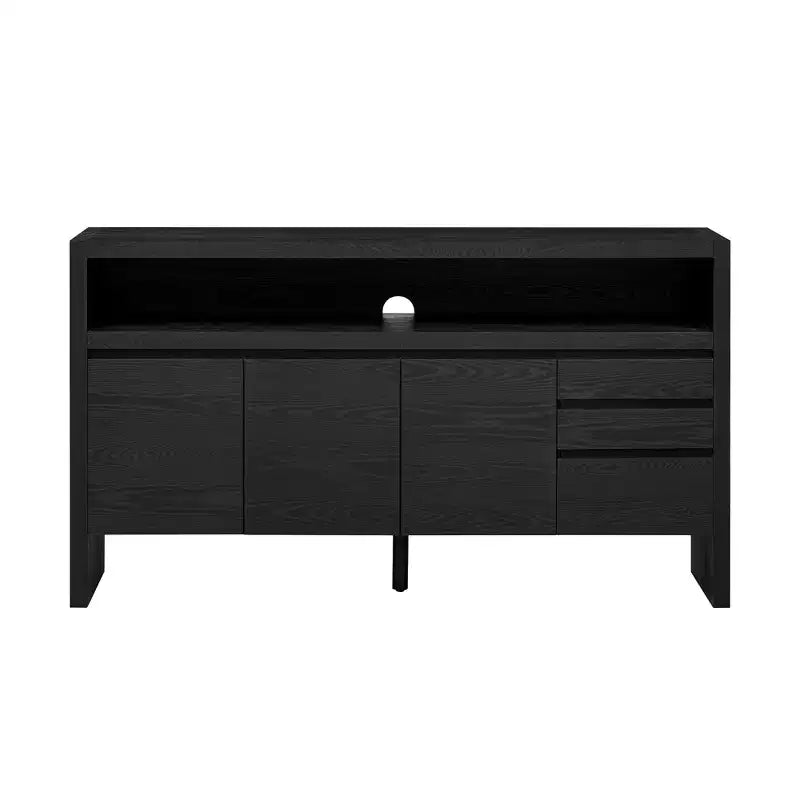 Buffet bahut de rangement de 150 cm avec 3 tiroirs, grande étagère ouverte et 3 portes, meuble de console d'entrée ou meuble TV pour salon ou cuisine