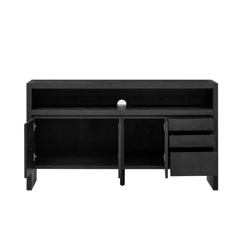 Buffet bahut de rangement de 150 cm avec 3 tiroirs, grande étagère ouverte et 3 portes, meuble de console d'entrée ou meuble TV pour salon ou cuisine