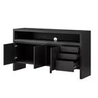Buffet bahut de rangement de 150 cm avec 3 tiroirs, grande étagère ouverte et 3 portes, meuble de console d'entrée ou meuble TV pour salon ou cuisine