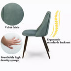 FurnitureR Lot de 2 chaises de salle à manger, chaises d'appoint modernes en velours avec grand siège moelleux pour salle à manger, cuisine, salon, chambre à coucher, vert