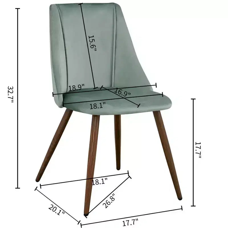 FurnitureR Lot de 2 chaises de salle à manger, chaises d'appoint modernes en velours avec grand siège moelleux pour salle à manger, cuisine, salon, chambre à coucher, vert