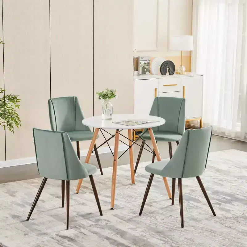 FurnitureR Lot de 2 chaises de salle à manger, chaises d'appoint modernes en velours avec grand siège moelleux pour salle à manger, cuisine, salon, chambre à coucher, vert