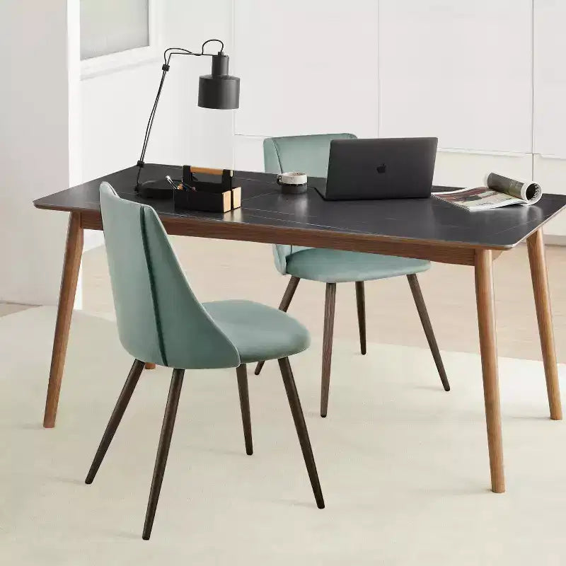FurnitureR Lot de 2 chaises de salle à manger, chaises d'appoint modernes en velours avec grand siège moelleux pour salle à manger, cuisine, salon, chambre à coucher, vert