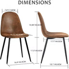 Lot de 4 chaises de salle à manger FurnitureR avec pieds en métal, assise confortable en tissu suède, dossier mi-hauteur sans accoudoirs pour cuisine, restaurant, salon, marron