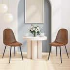 Lot de 4 chaises de salle à manger FurnitureR avec pieds en métal, assise confortable en tissu suède, dossier mi-hauteur sans accoudoirs pour cuisine, restaurant, salon, marron