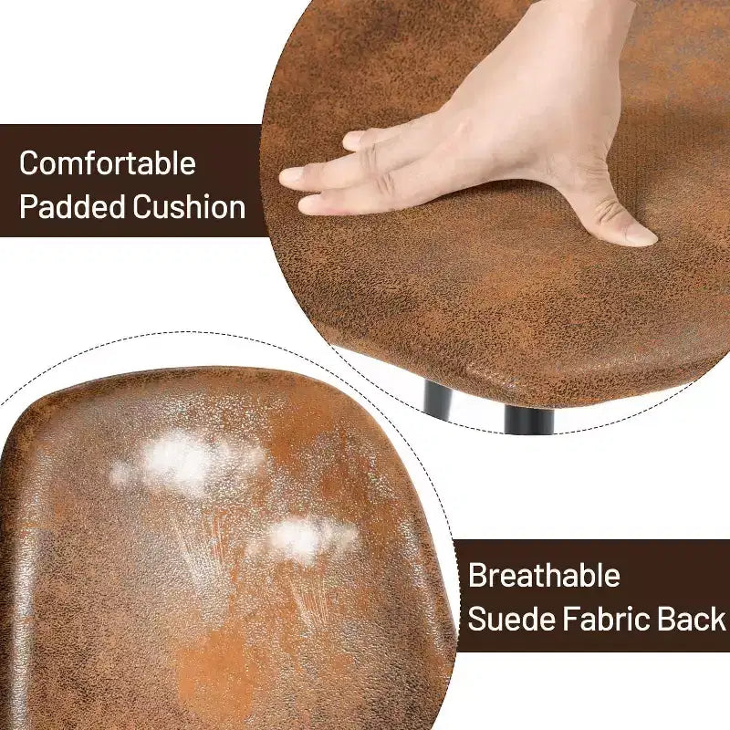 Lot de 4 chaises de salle à manger FurnitureR avec pieds en métal, assise confortable en tissu suède, dossier mi-hauteur sans accoudoirs pour cuisine, restaurant, salon, marron