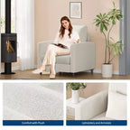 33 Canapé Beige,Fauteuil de Soutien avec Assise Rembourrée et Soutien Lombaire, Fauteuil de Lecture Confortable pour Chambre, pour Salon, Petit Appartement