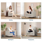 33 Canapé Beige,Fauteuil de Soutien avec Assise Rembourrée et Soutien Lombaire, Fauteuil de Lecture Confortable pour Chambre, pour Salon, Petit Appartement