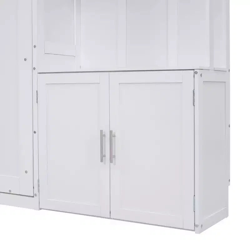 Lit escamotable pleine grandeur avec étagères de rangement, Lit mural pliant avec armoire pour chambre à coucher ou chambre d'amis, Blanc