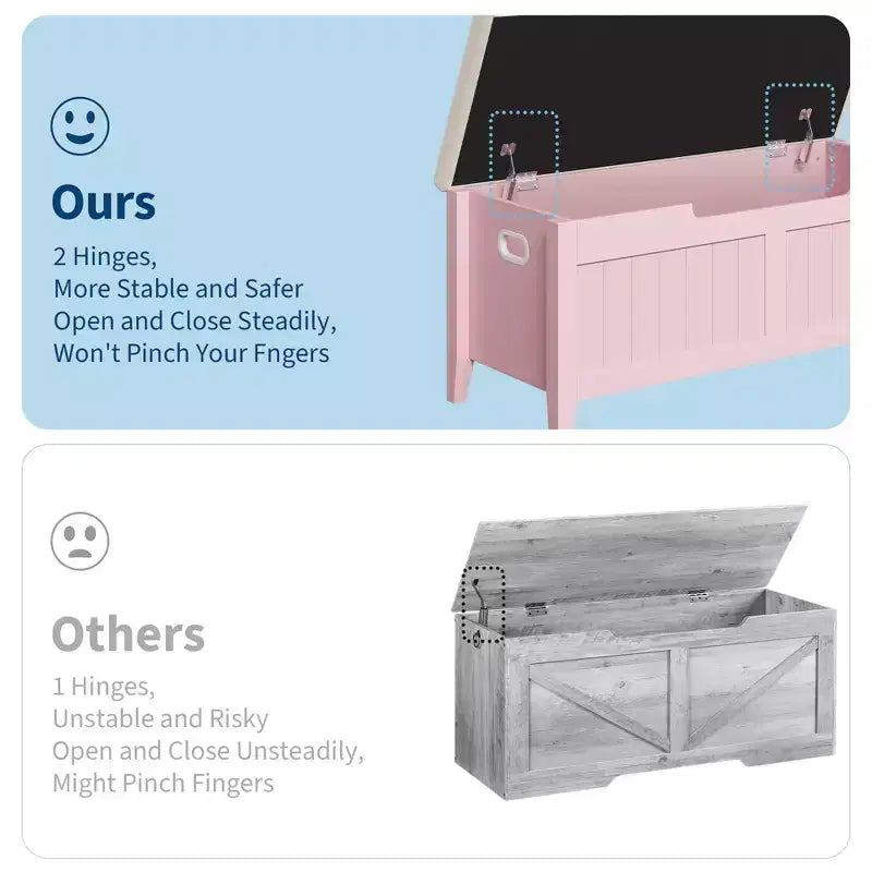 COZONY Banc de Rangement 39,4 po avec Dessus Relevable et Coussin, Banc à Chaussures en Bois pour Entrée avec 2 Charnières de Sécurité, Coffre de Rangement Charge Max. 260 lb pour Chambre à Coucher