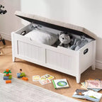 COZONY Banc de Rangement 39,4 po avec Dessus Relevable et Coussin, Banc à Chaussures en Bois pour Entrée avec 2 Charnières de Sécurité, Coffre de Rangement Charge Max. 260 lb pour Chambre à Coucher