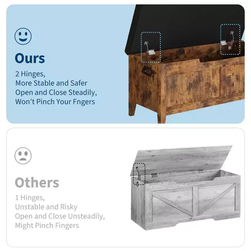 COZONY Banc de Rangement 39,4 po avec Dessus Relevable et Coussin, Banc à Chaussures en Bois pour Entrée avec 2 Charnières de Sécurité, Coffre de Rangement Charge Max. 260 lb pour Chambre à Coucher