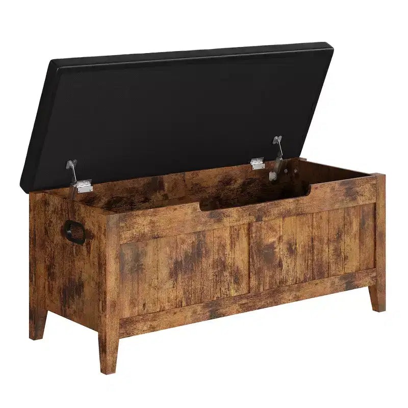 COZONY Banc de Rangement 39,4 po avec Dessus Relevable et Coussin, Banc à Chaussures en Bois pour Entrée avec 2 Charnières de Sécurité, Coffre de Rangement Charge Max. 260 lb pour Chambre à Coucher