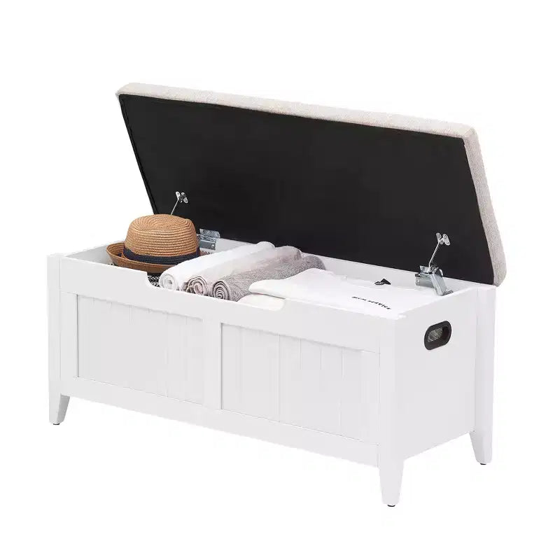 COZONY Banc de Rangement 39,4 po avec Dessus Relevable et Coussin, Banc à Chaussures en Bois pour Entrée avec 2 Charnières de Sécurité, Coffre de Rangement Charge Max. 260 lb pour Chambre à Coucher