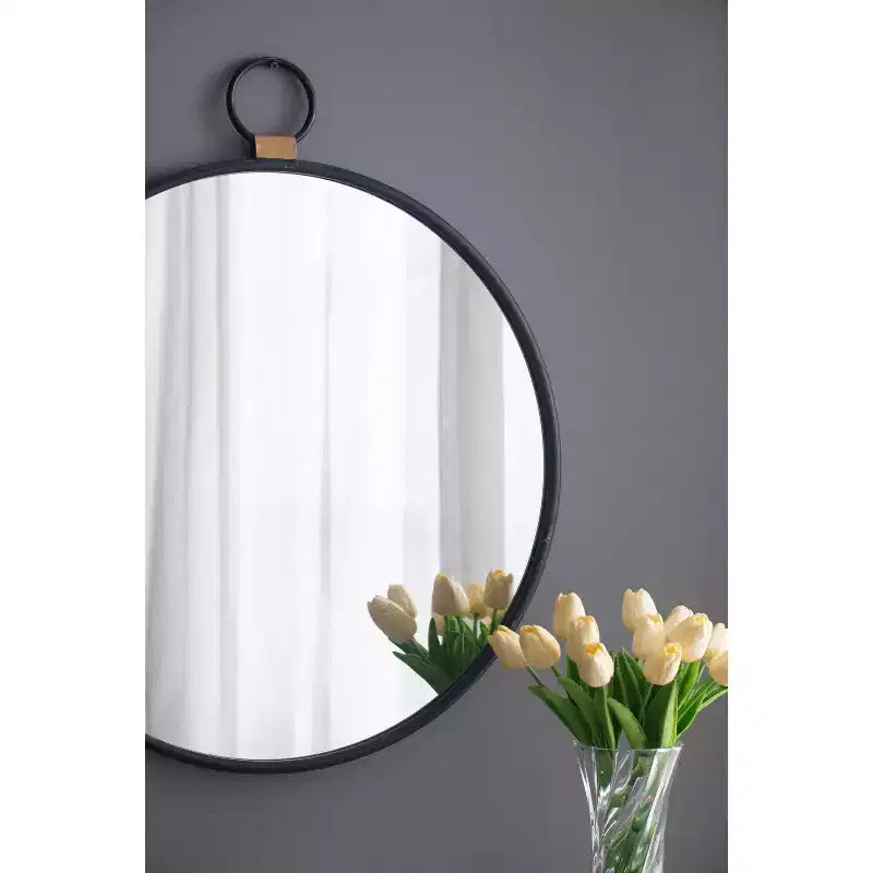 MAYEERTY Miroir mural 24 x 27 avec cadre noir, miroir de décoration contemporain pour salon, foyer, entrée, chambre à coucher