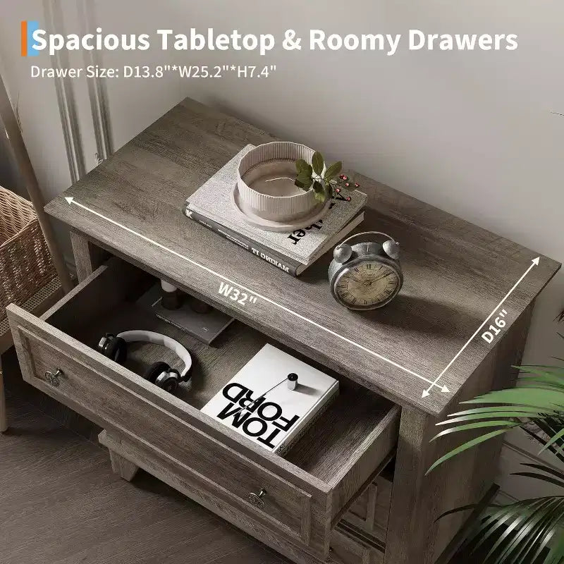 Commode à 3 tiroirs pour chambre à coucher, large commode avec poignée vintage, commode moderne en bois, armoire de chevet large pour salon