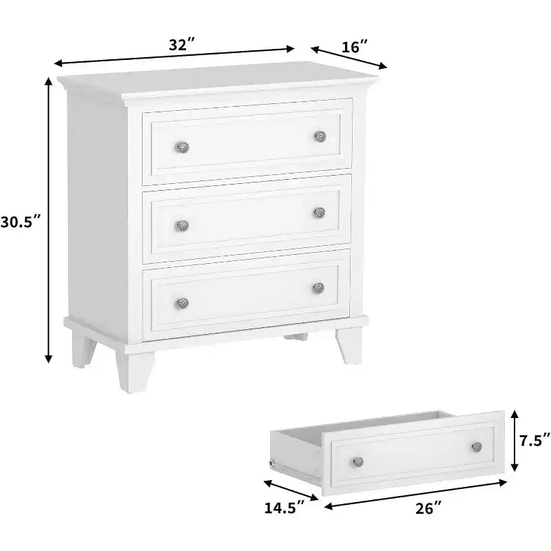 Commode à 3 tiroirs pour chambre à coucher, large commode avec poignée vintage, commode moderne en bois, armoire de chevet large pour salon