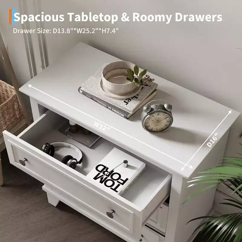 Commode à 3 tiroirs pour chambre à coucher, large commode avec poignée vintage, commode moderne en bois, armoire de chevet large pour salon