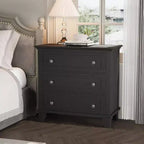 Commode à 3 tiroirs pour chambre à coucher, large commode avec poignée vintage, commode moderne en bois, armoire de chevet large pour salon
