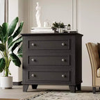 3 Drawer Dresser for Bedroom, Wide Chest of Drawers with Vintage Handle, Modern Wood Dresser Wide Nightstand Cabinet for Living Room