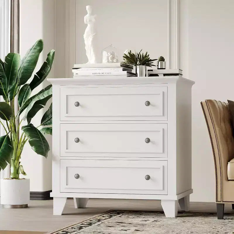 Commode à 3 tiroirs pour chambre à coucher, large commode avec poignée vintage, commode moderne en bois, armoire de chevet large pour salon