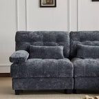 Canapé 4 places en chenille Whisen 119, canapé sectionnel et causeuse avec 2 poufs, dossier réglable, 4 coussins décoratifs