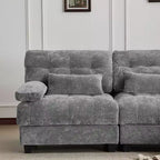 Canapé 4 places en chenille Whisen 119, canapé sectionnel et causeuse avec 2 poufs, dossier réglable, 4 coussins décoratifs
